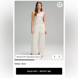 Lululemon Lightweight Mid Rise Barrel Leg Cropped Pant Bone Sz 4 Gorpcore